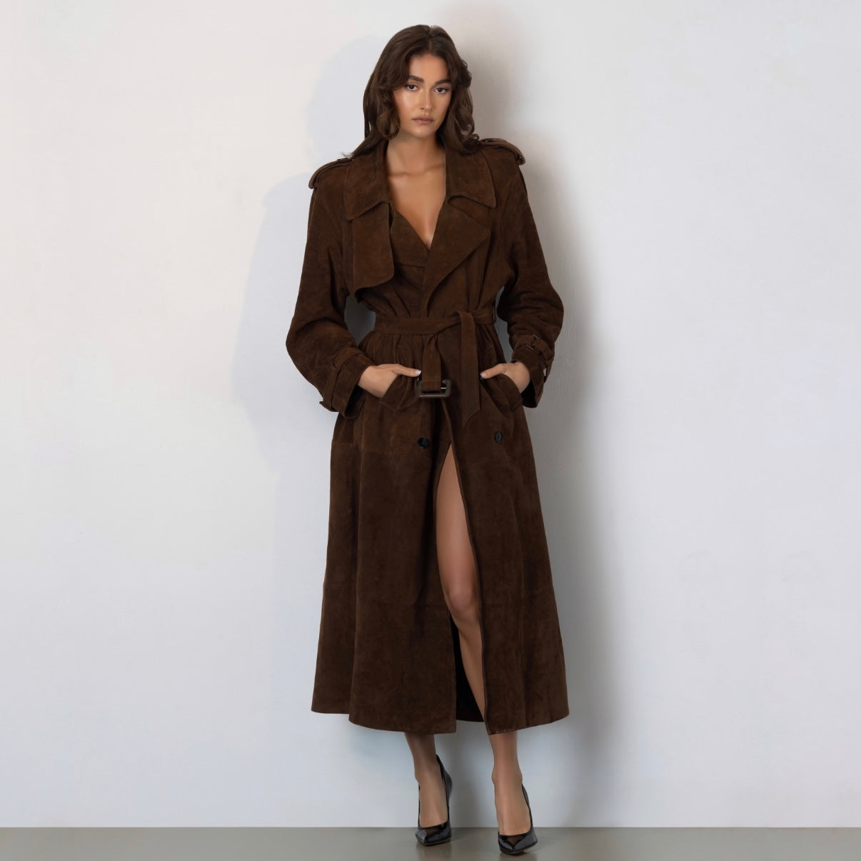 Madison Suede Trench Coat