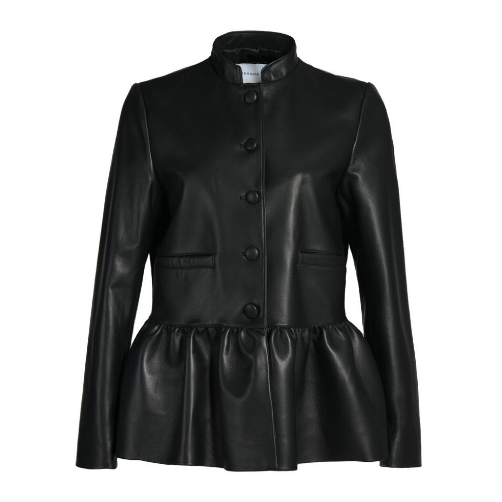 Ariella Leather Ruffle Jacket
