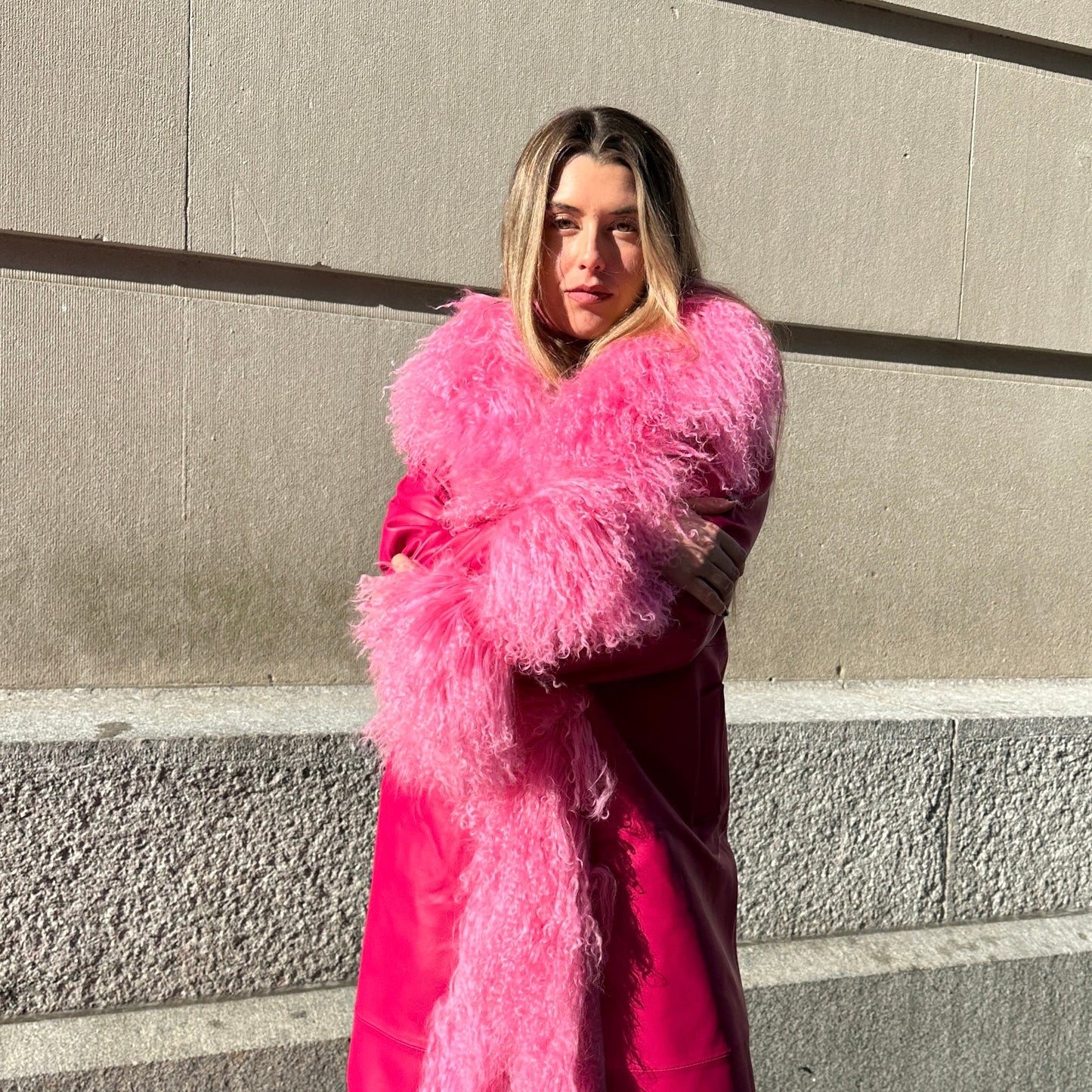 Dorothy Leather Shearling Maxi Coat