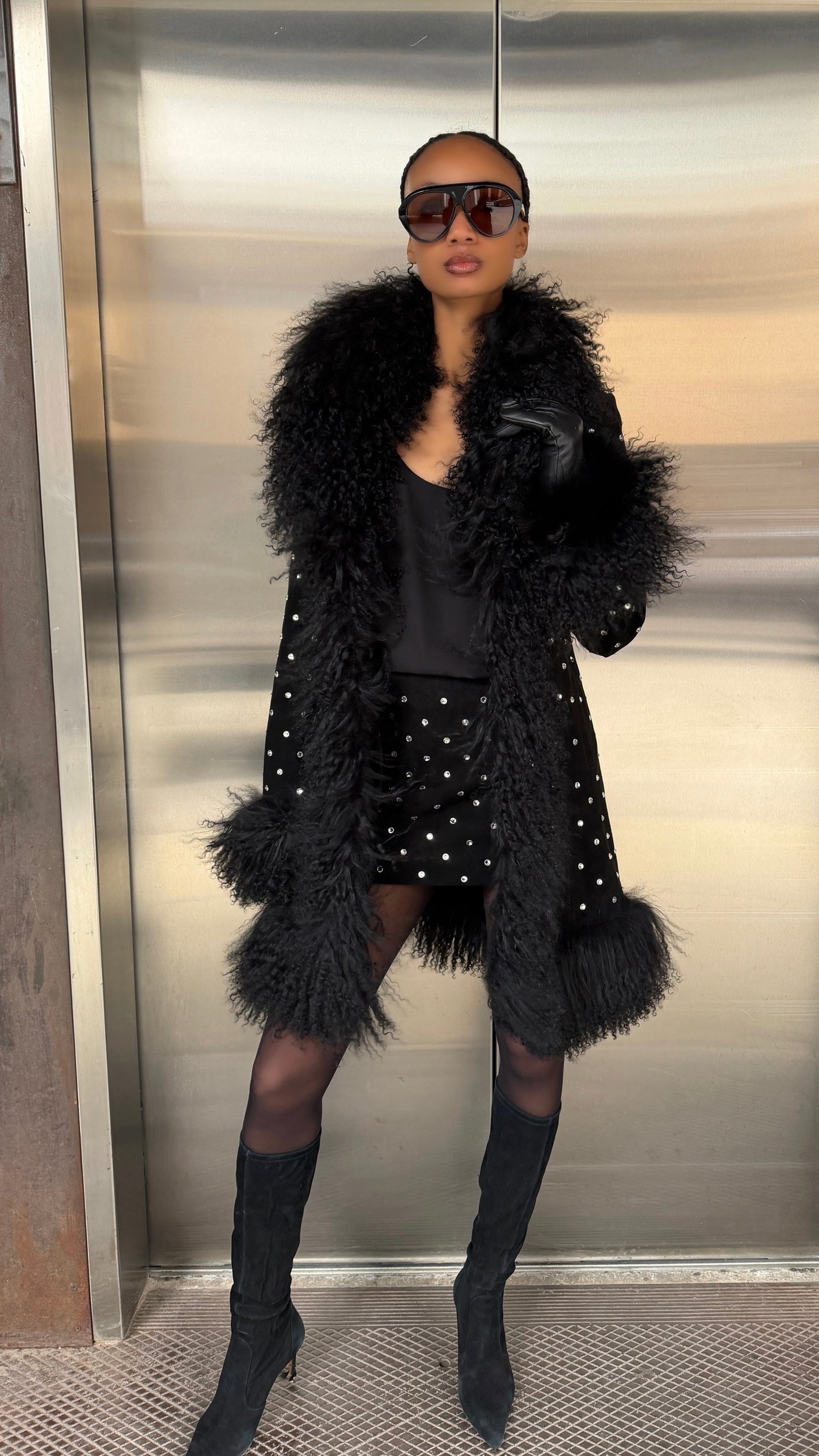 Dorothy Diamanté Suede Midi Coat