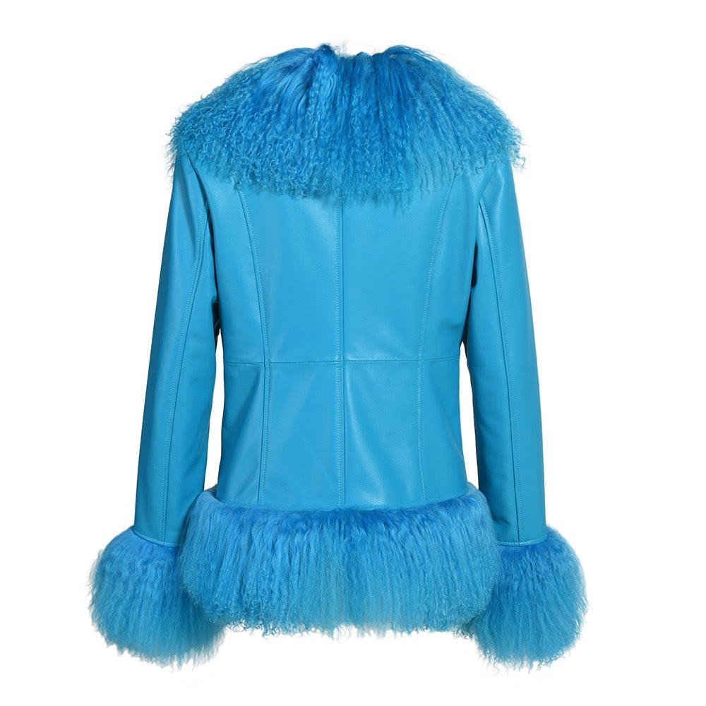 Dorothy Leather Shearling Coat Short Classic