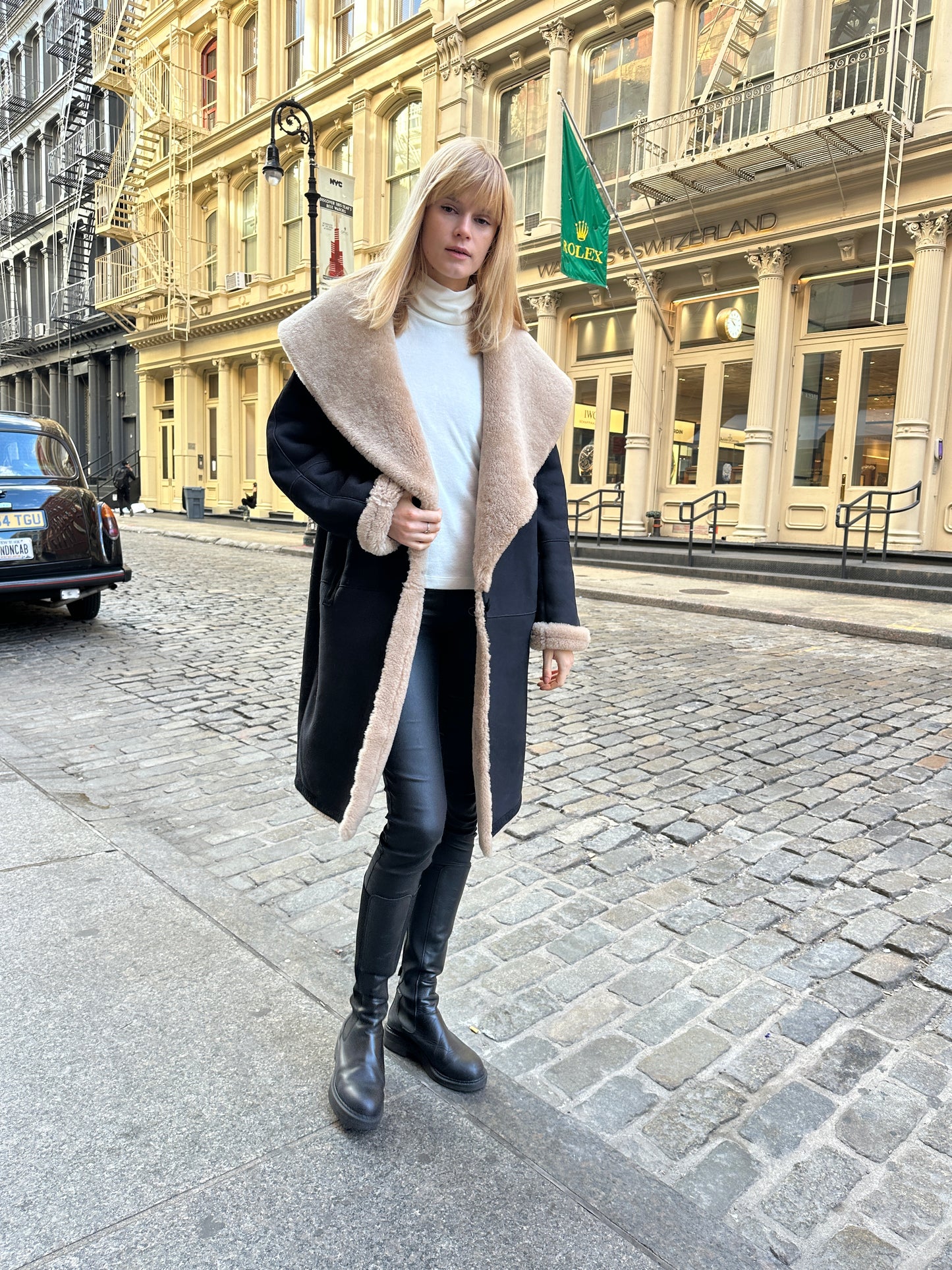 Frankie Shearling Suede Wrap Coat