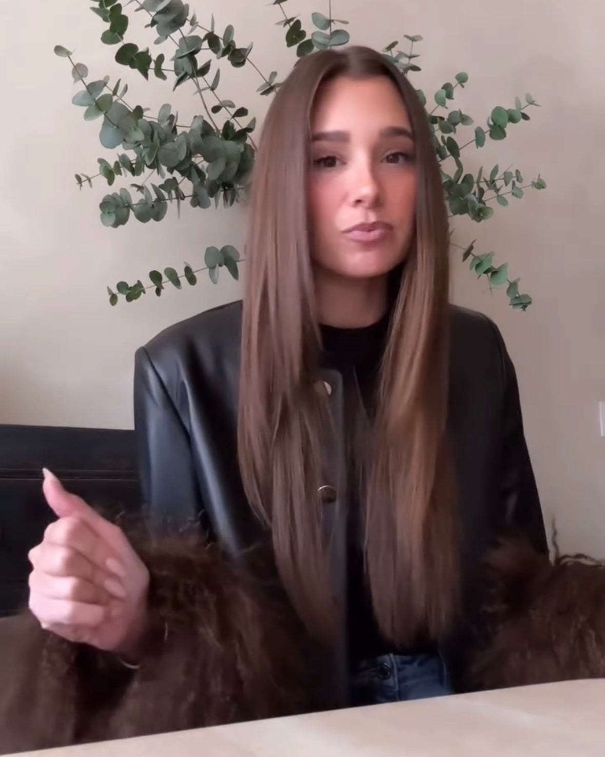 Frida Shearling Trim Leather Jacket