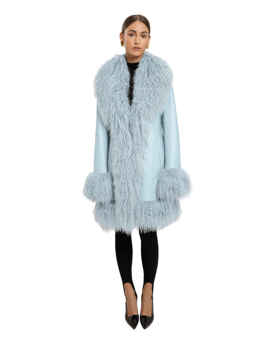 Dorothy Leather Shearling Midi Coat