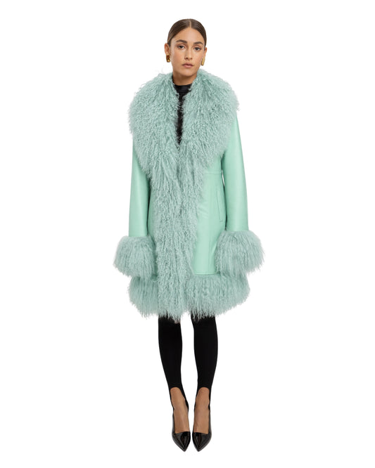 Dorothy Leather Shearling Midi Coat