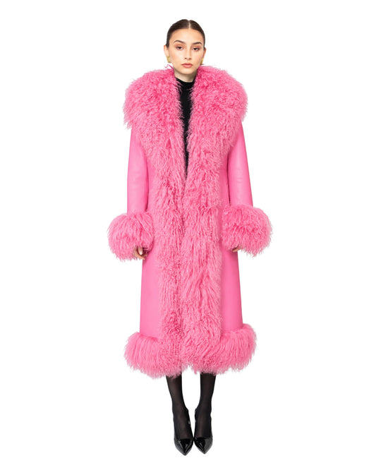 Dorothy Leather Shearling Maxi Coat