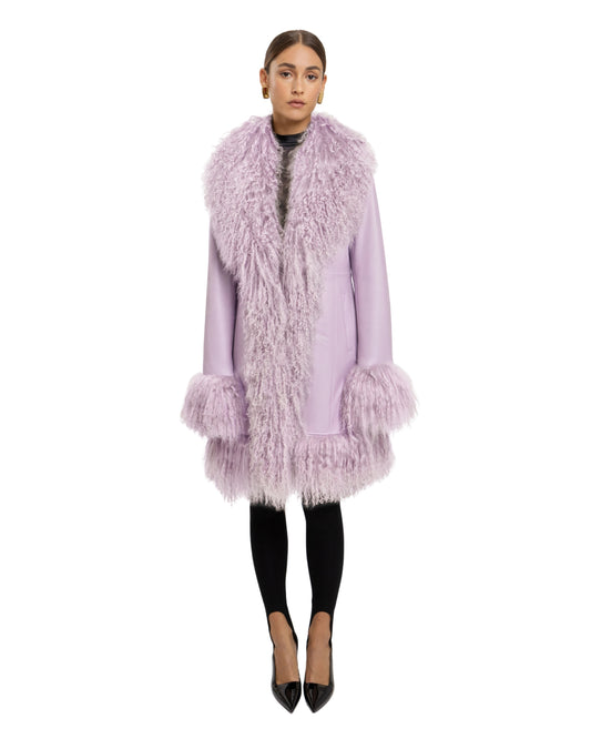 Dorothy Leather Shearling Midi Coat