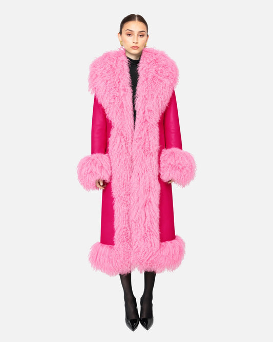 Dorothy Leather Shearling Maxi Coat