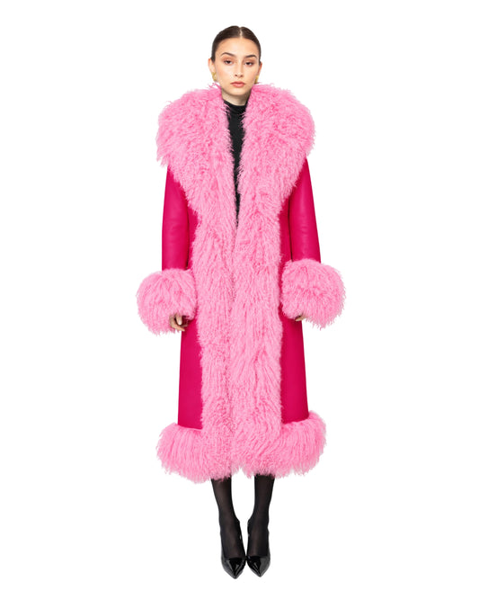 Dorothy Leather Shearling Maxi Coat