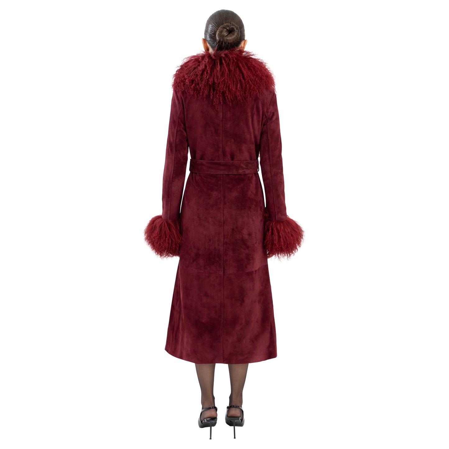 Inez Suede Shearling Maxi Coat