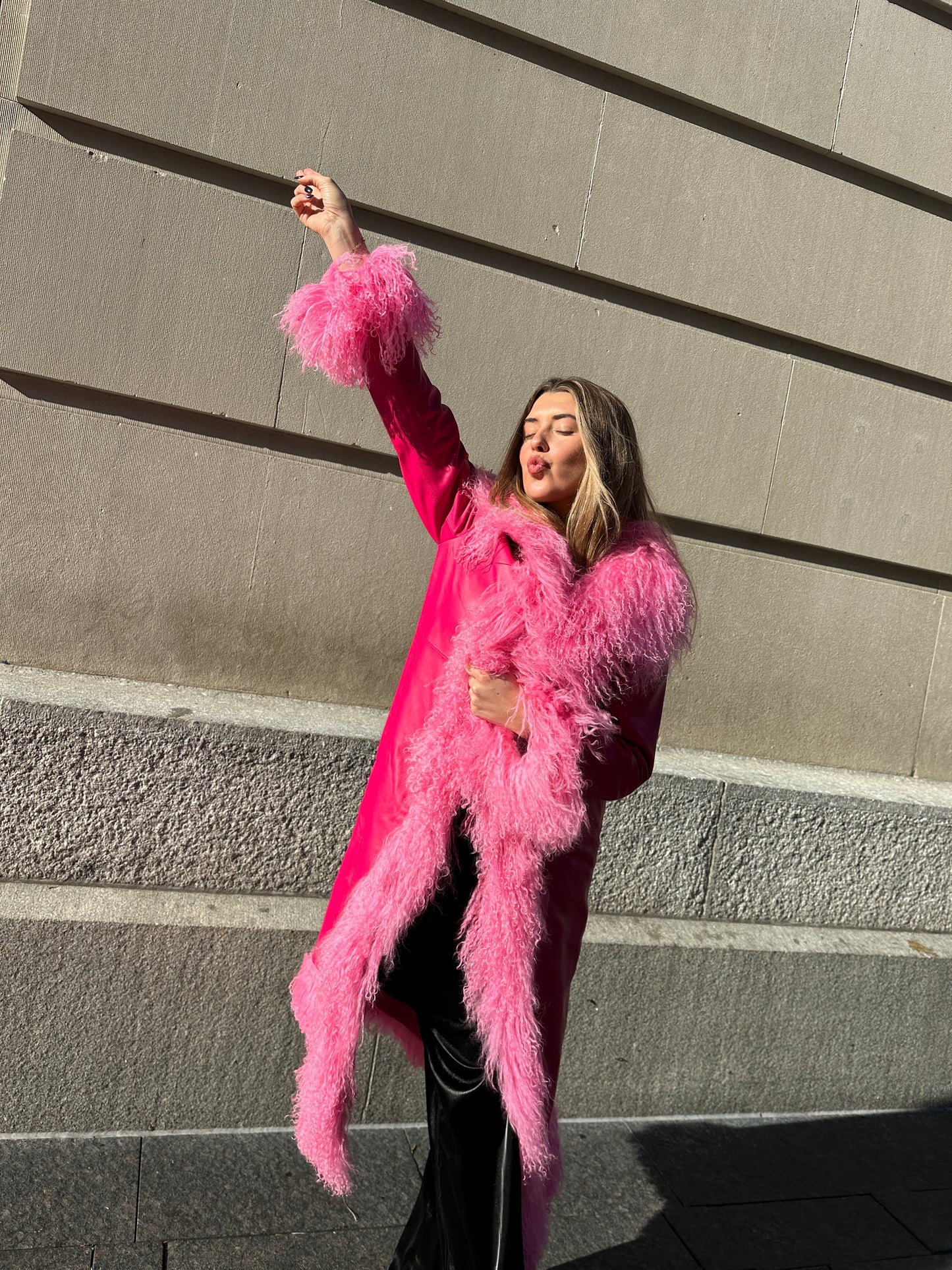 Dorothy Leather Shearling Maxi Coat