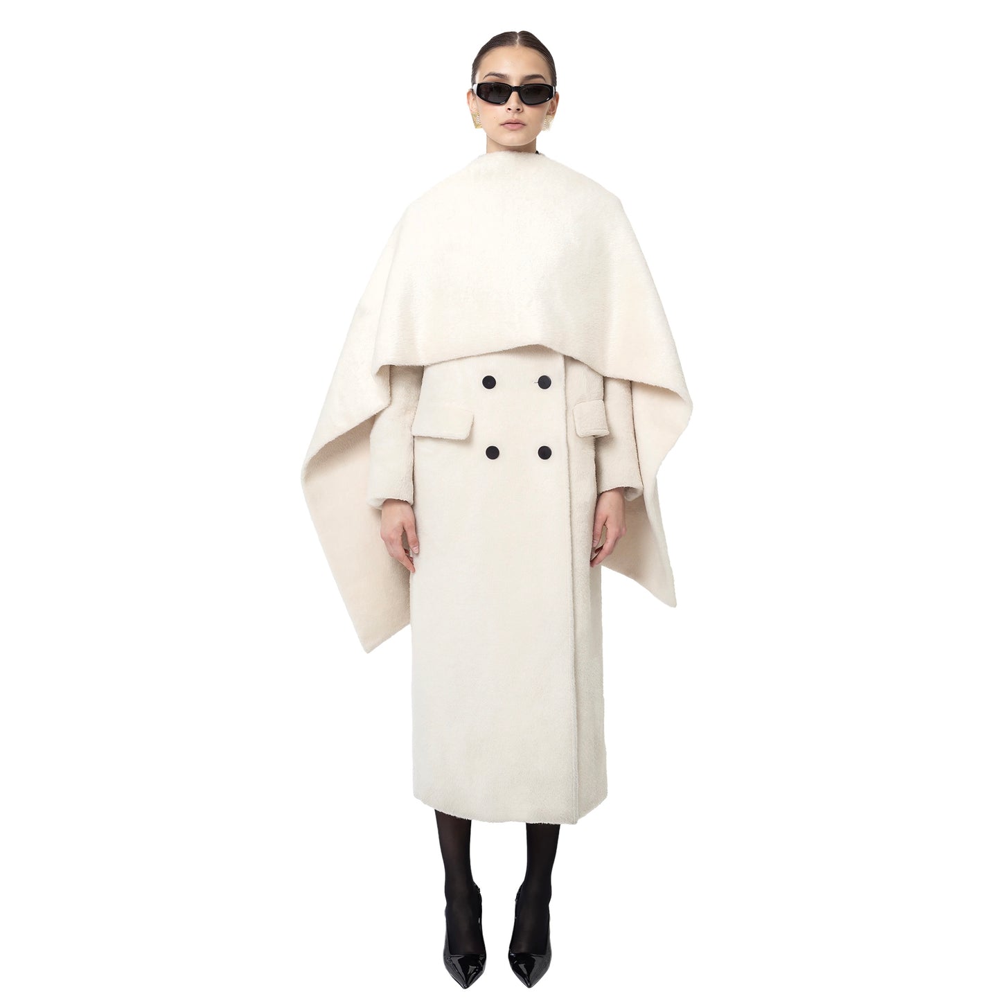 Collette Double Faced Alpaca Wool Cape Coat