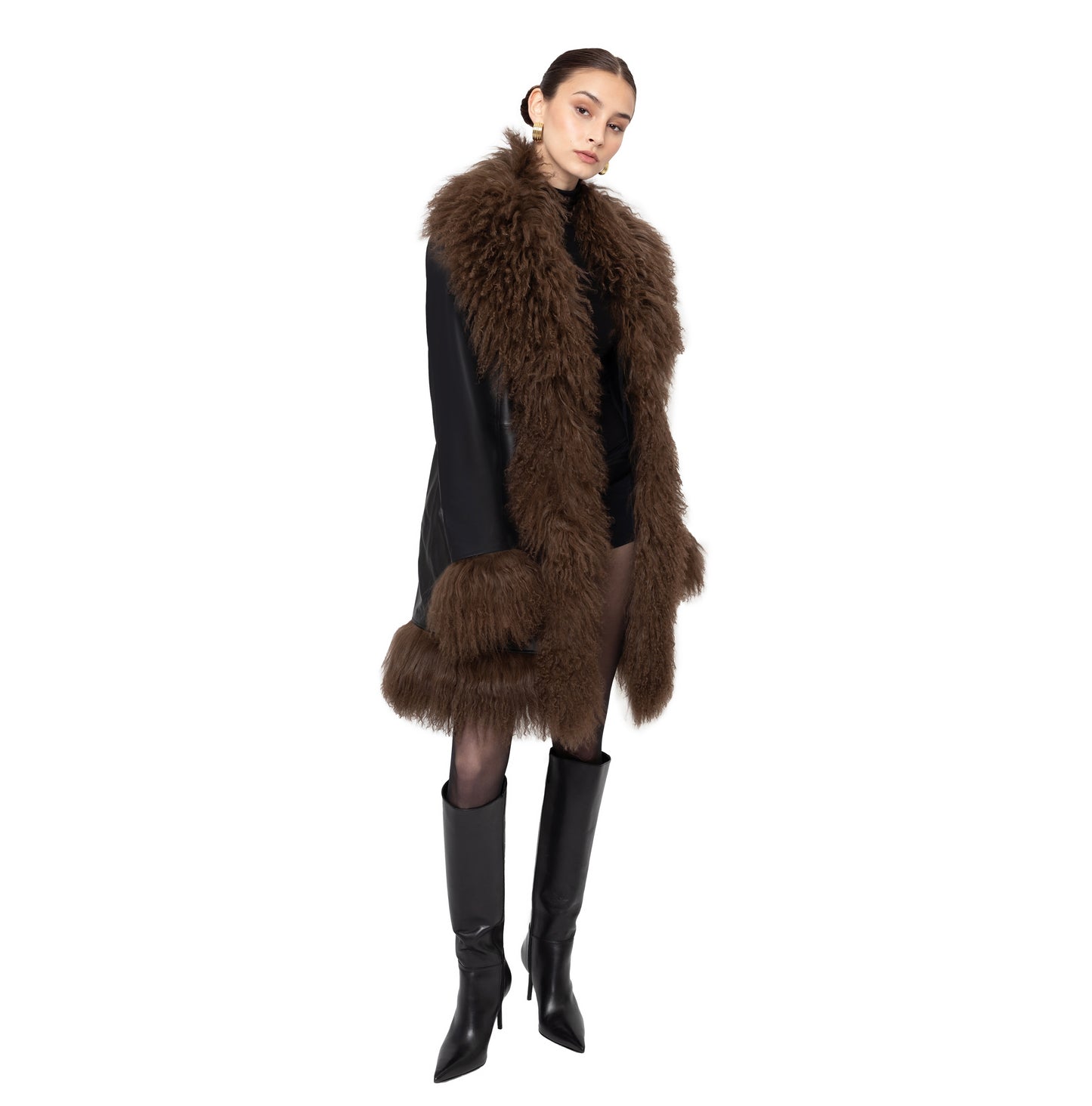 Dorothy Leather Shearling Midi Coat