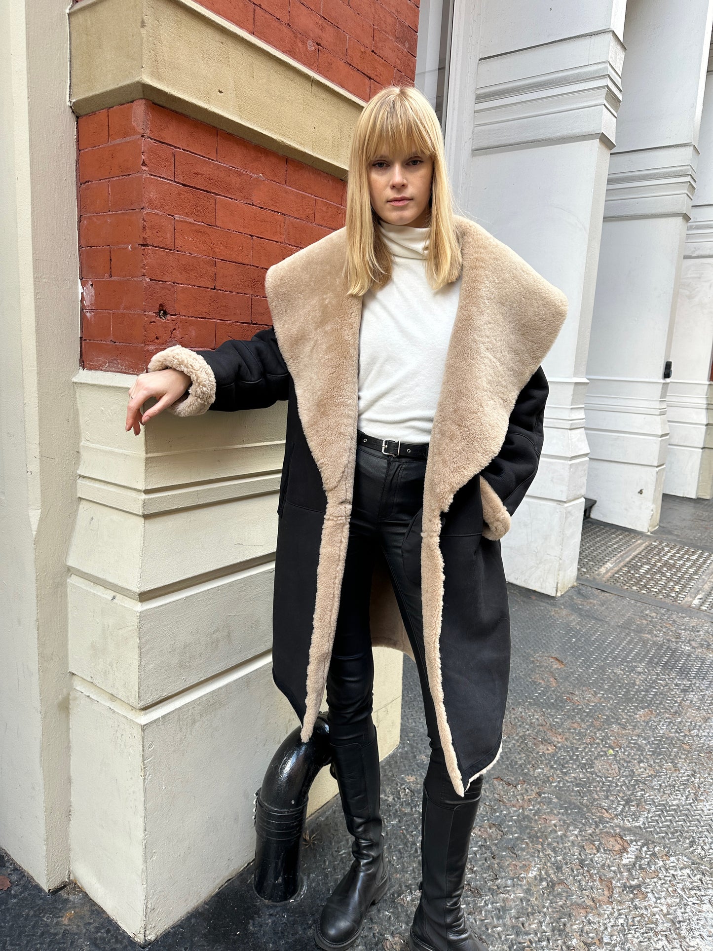 Frankie Shearling Suede Wrap Coat