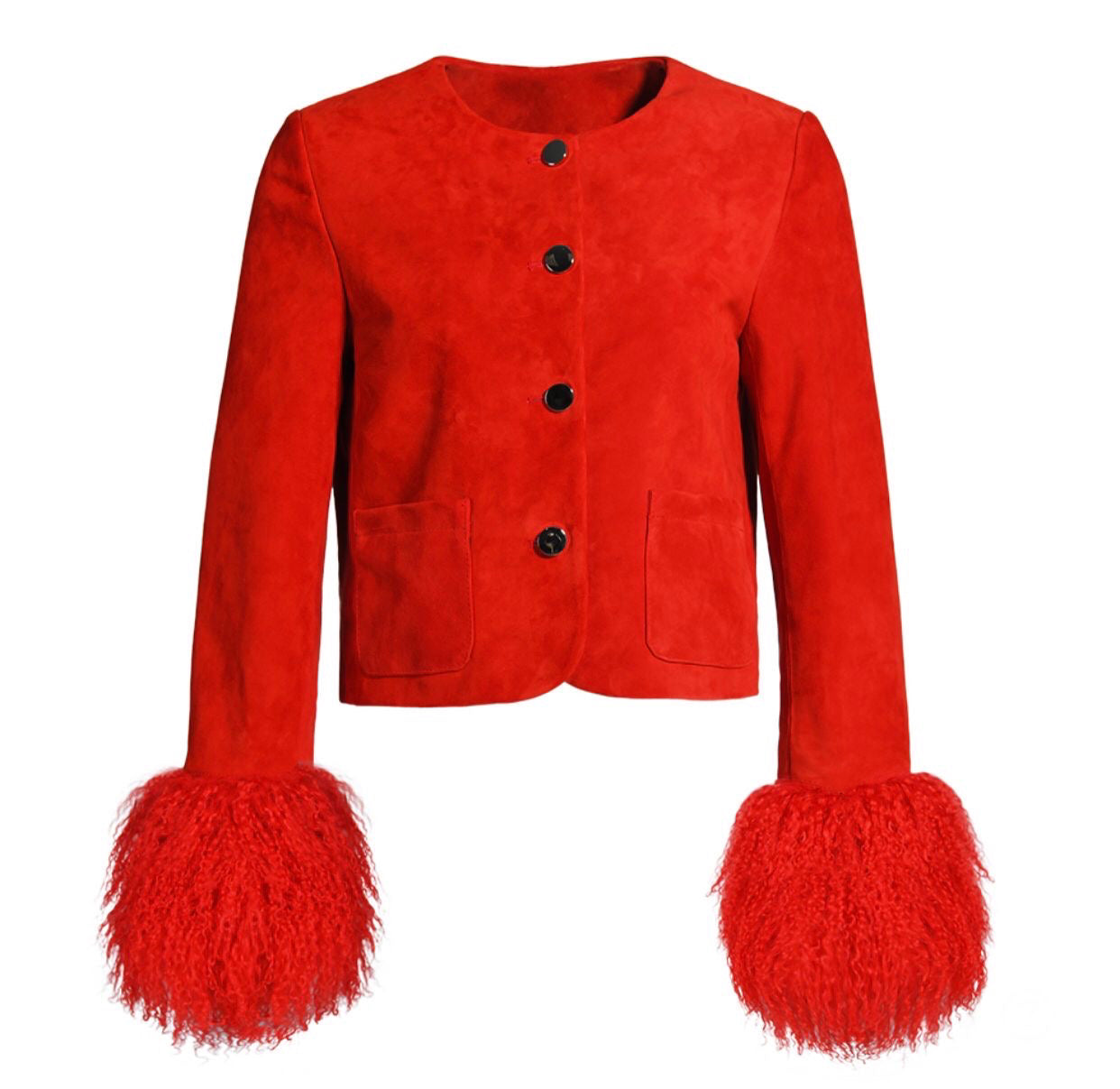 Frida Shearling Trim Suede Jacket