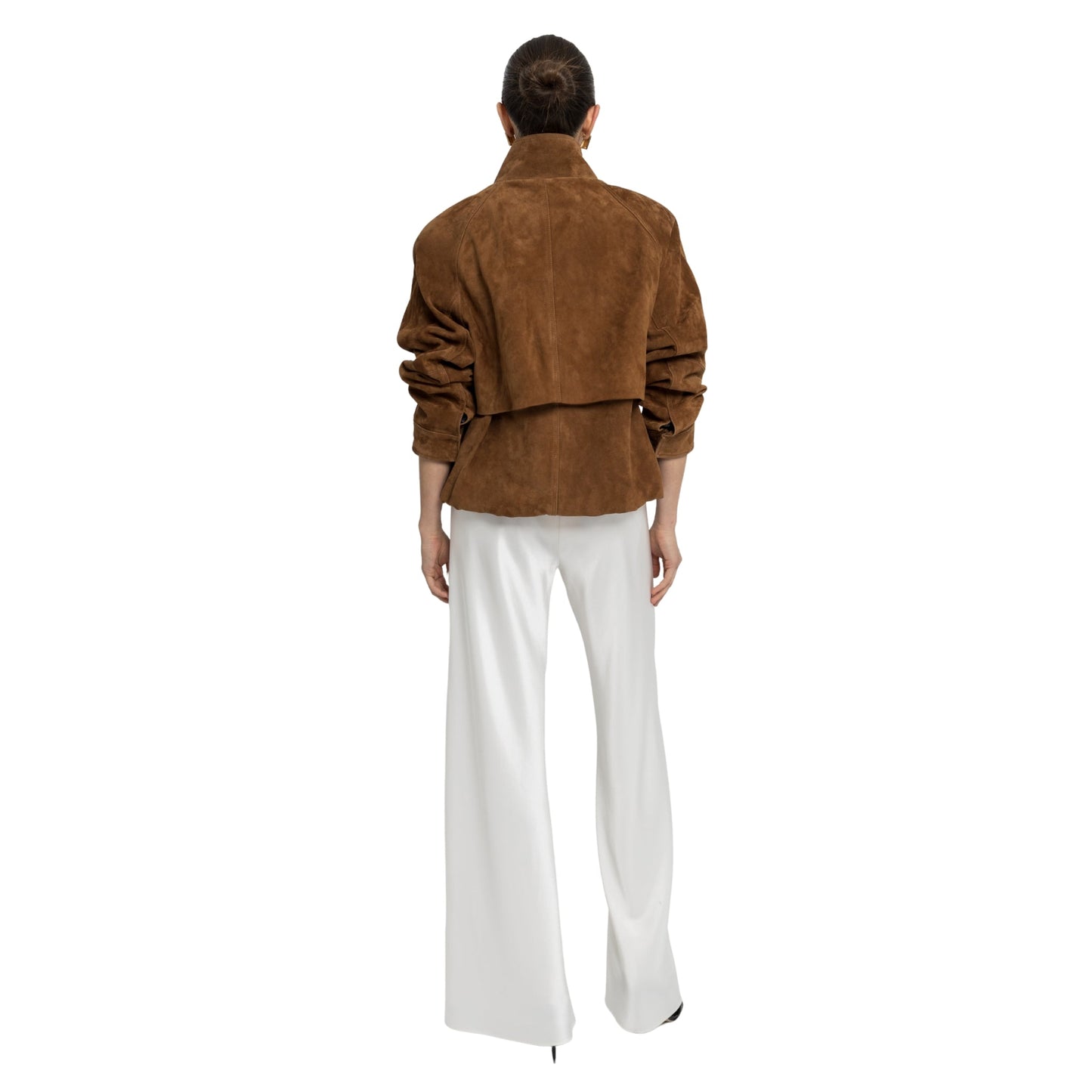 Remy Suede Bomber Jacket in Caramel