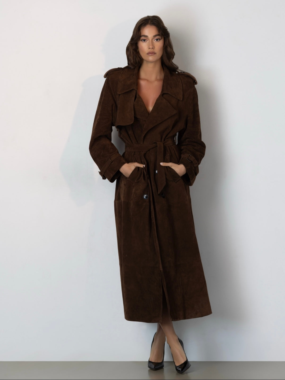 Madison Suede Trench Coat