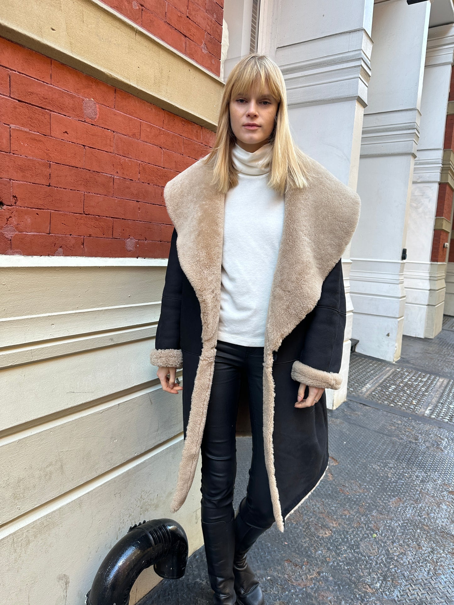 Frankie Shearling Suede Wrap Coat