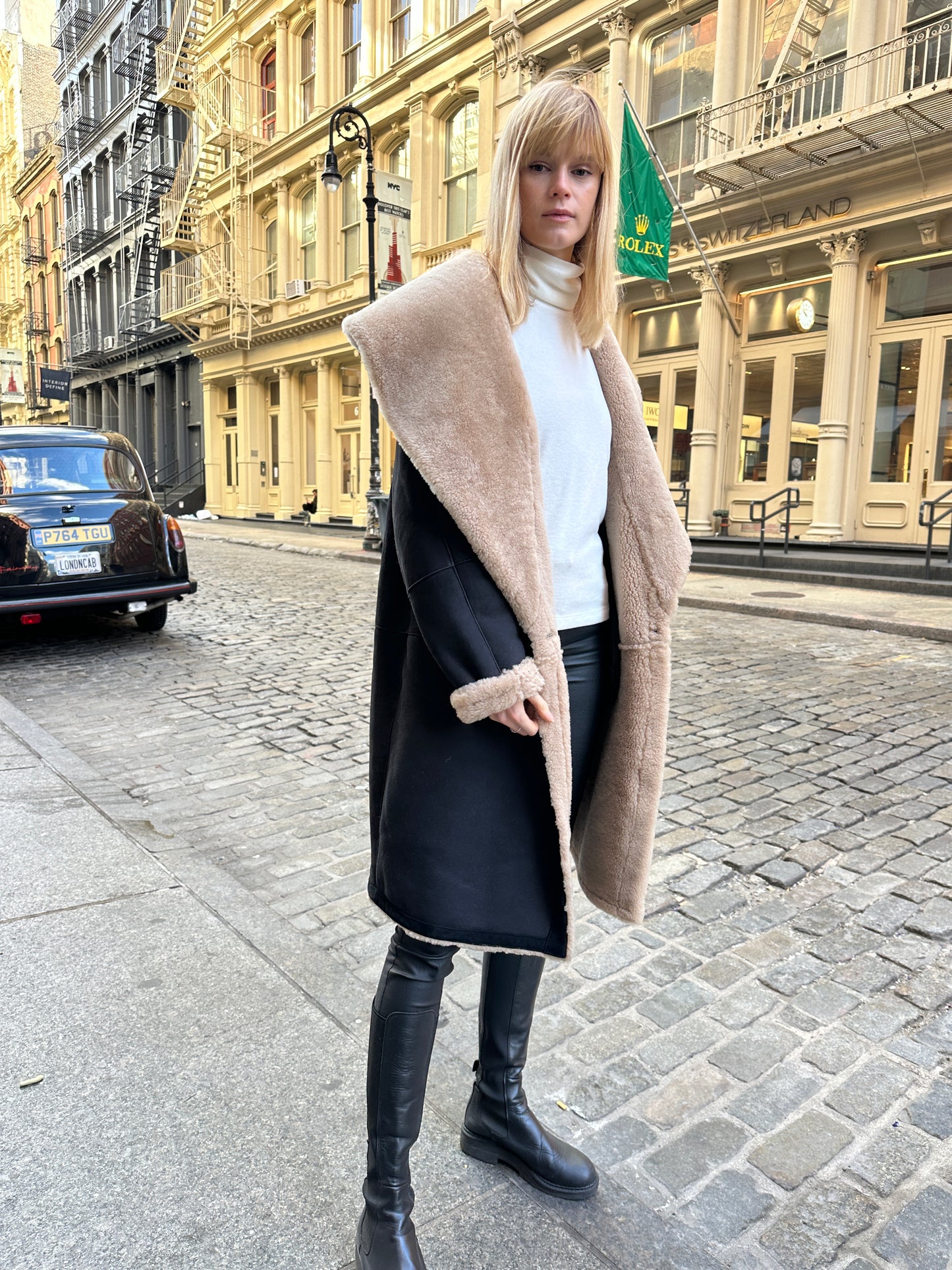 Frankie Shearling Suede Wrap Coat