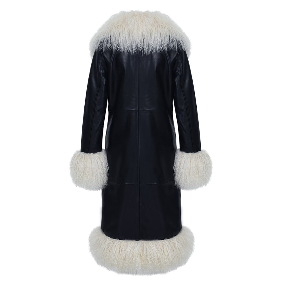 Dorothy Leather Shearling Maxi Coat