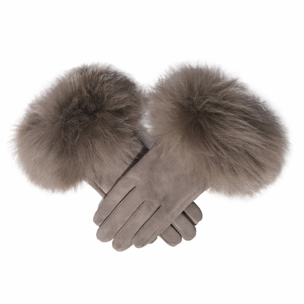 Dawson Shearling Trim Suede Gloves