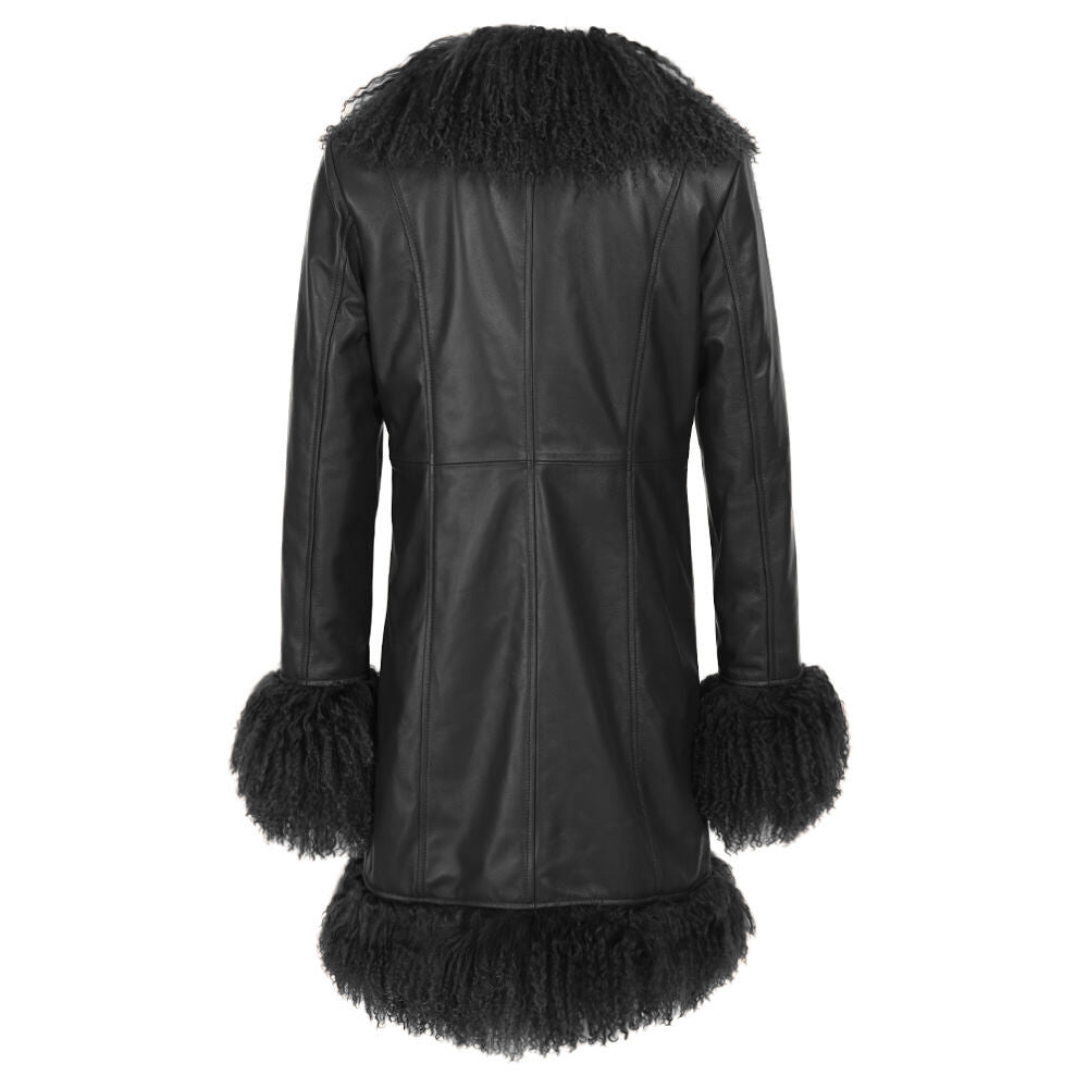 Dorothy Leather Shearling Midi Coat