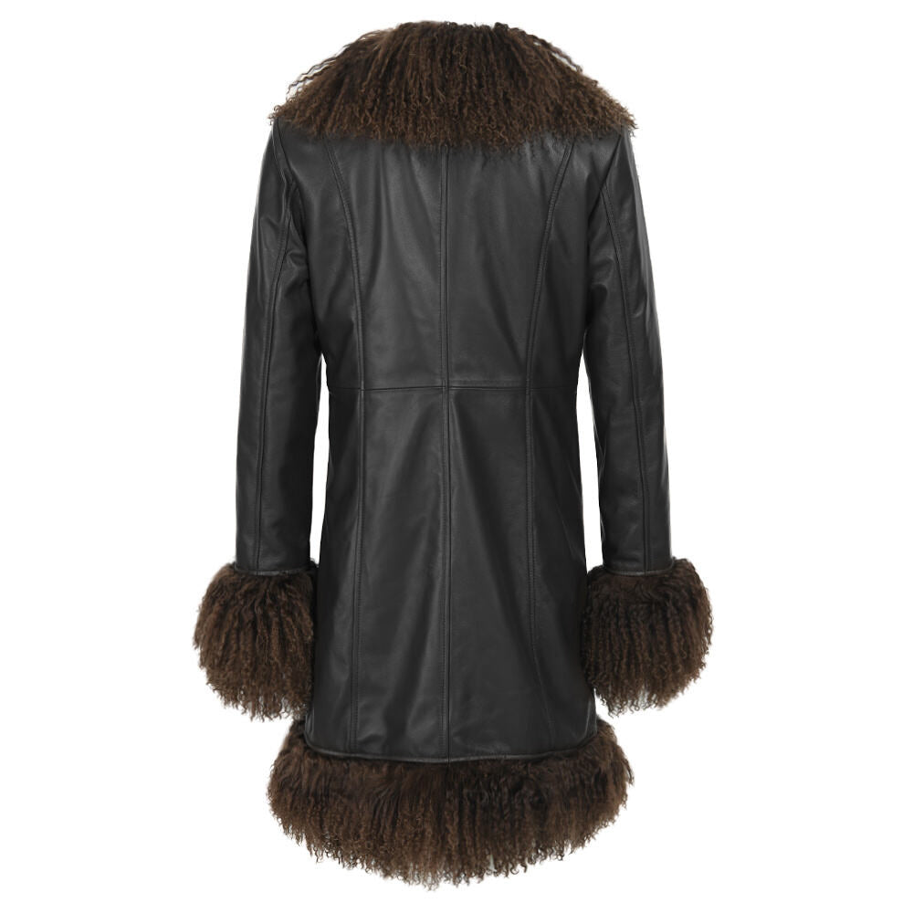 Dorothy Leather Shearling Midi Coat