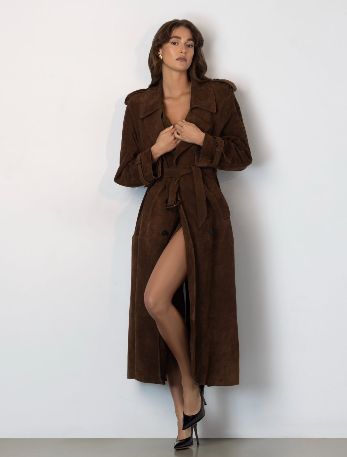 Madison Suede Trench Coat