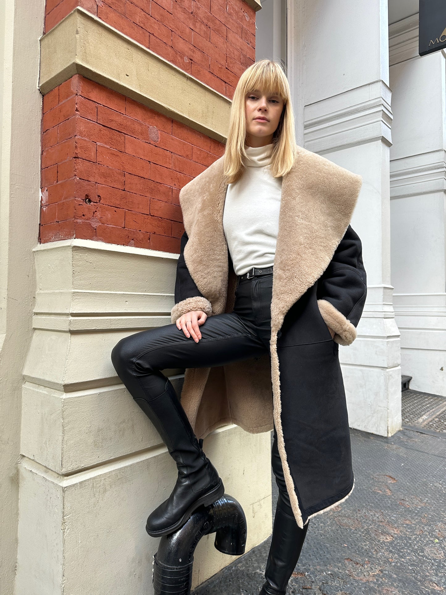 Frankie Shearling Suede Wrap Coat