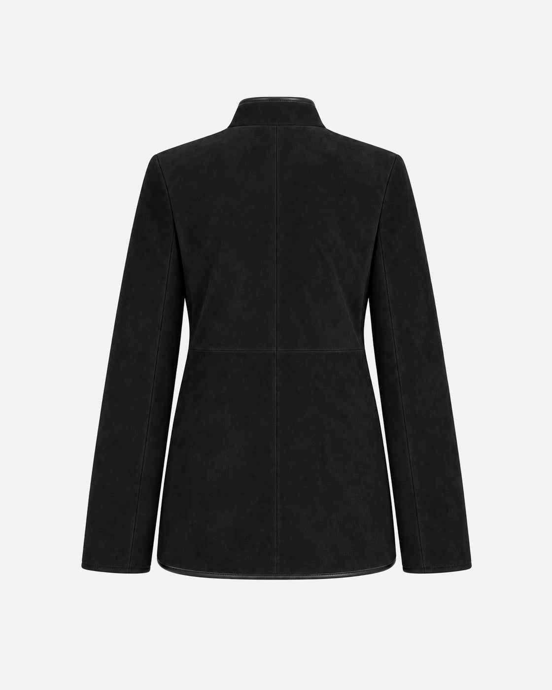 Eleanor Black Suede Jacket in Black, back view