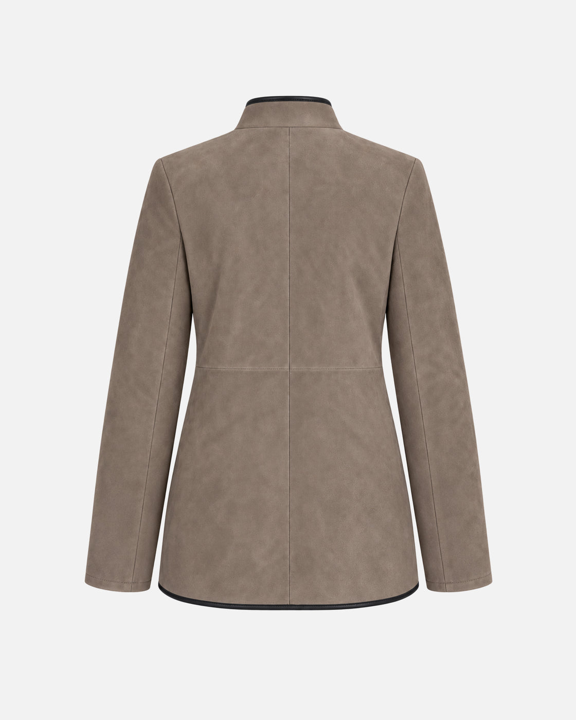 Eleanor Etaupe Suede Jacket in Etaupe, back view