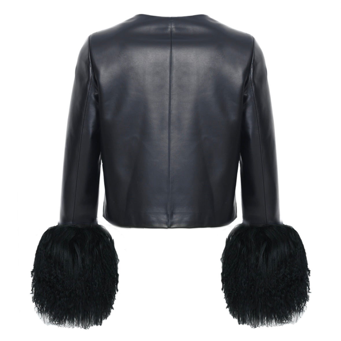 Frida Shearling Trim Leather Jacket