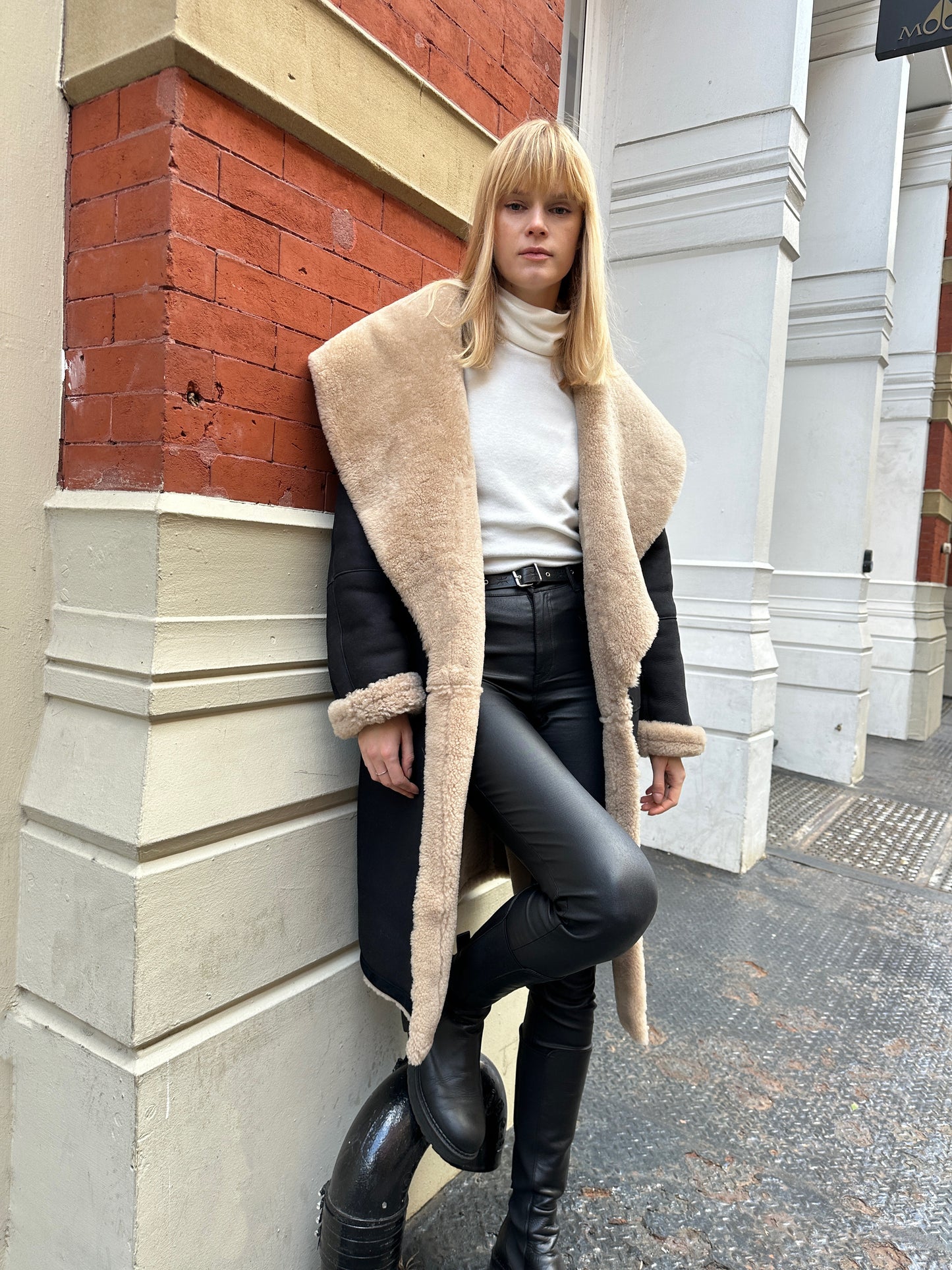 Frankie Shearling Suede Wrap Coat