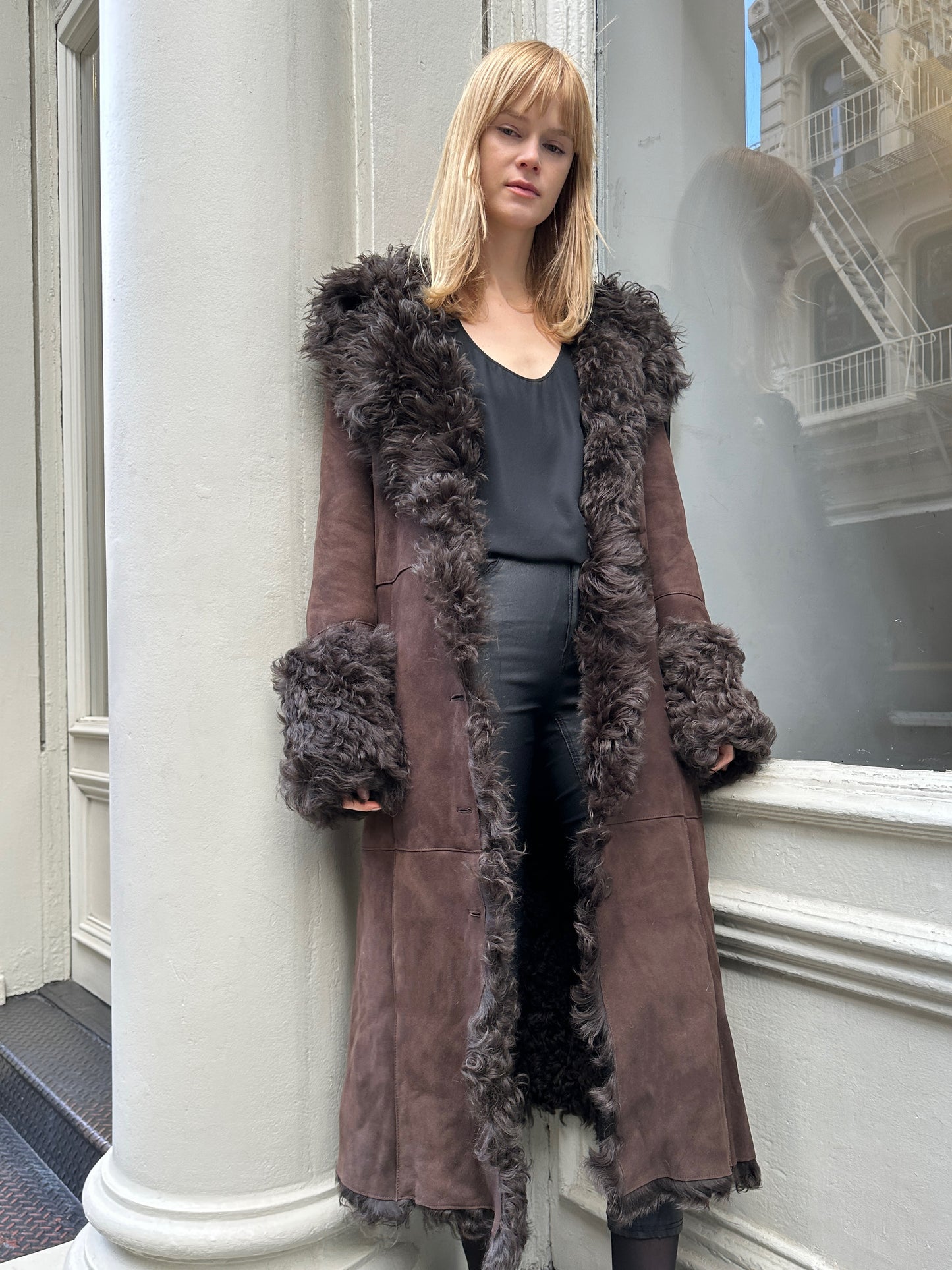 Daphne Shearling Suede Coat
