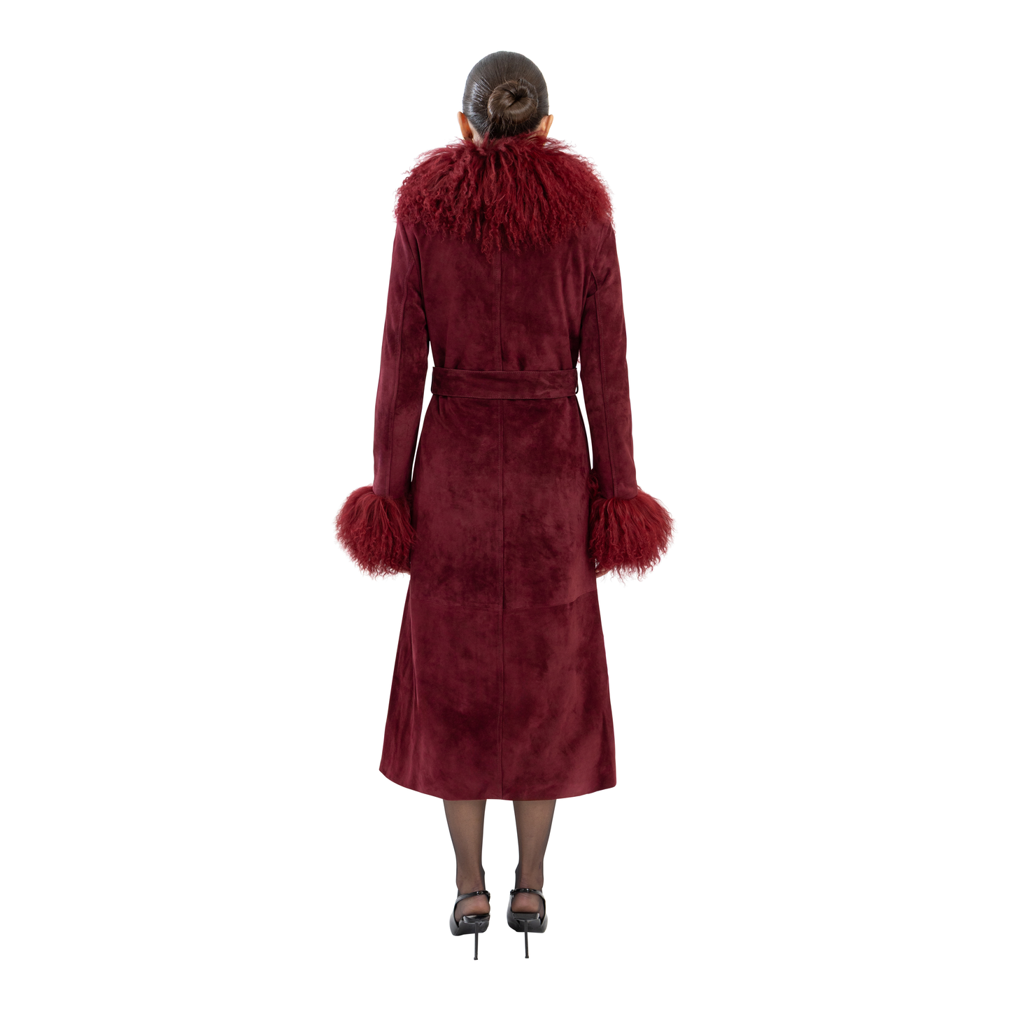 Inez Suede Shearling Maxi Coat