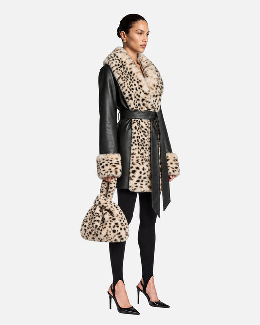 Charlotte Leopard Shearling Knot Bag