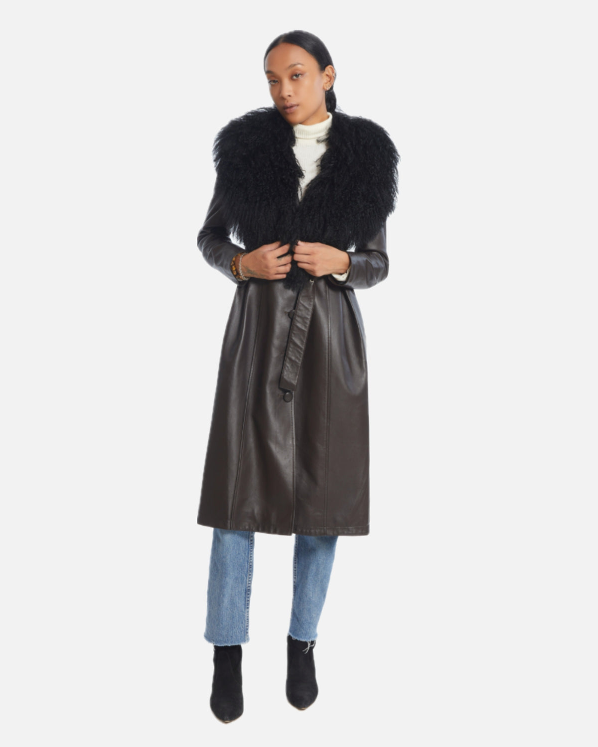 Greta Leather Shearling Coat
