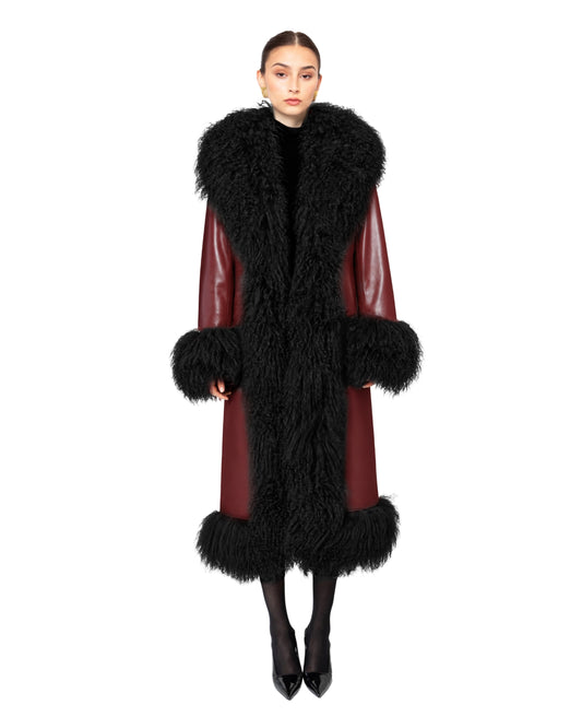 Dorothy Leather Shearling Maxi Coat