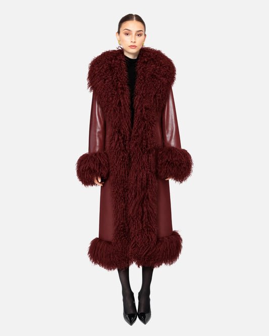 Dorothy Leather Shearling Maxi Coat