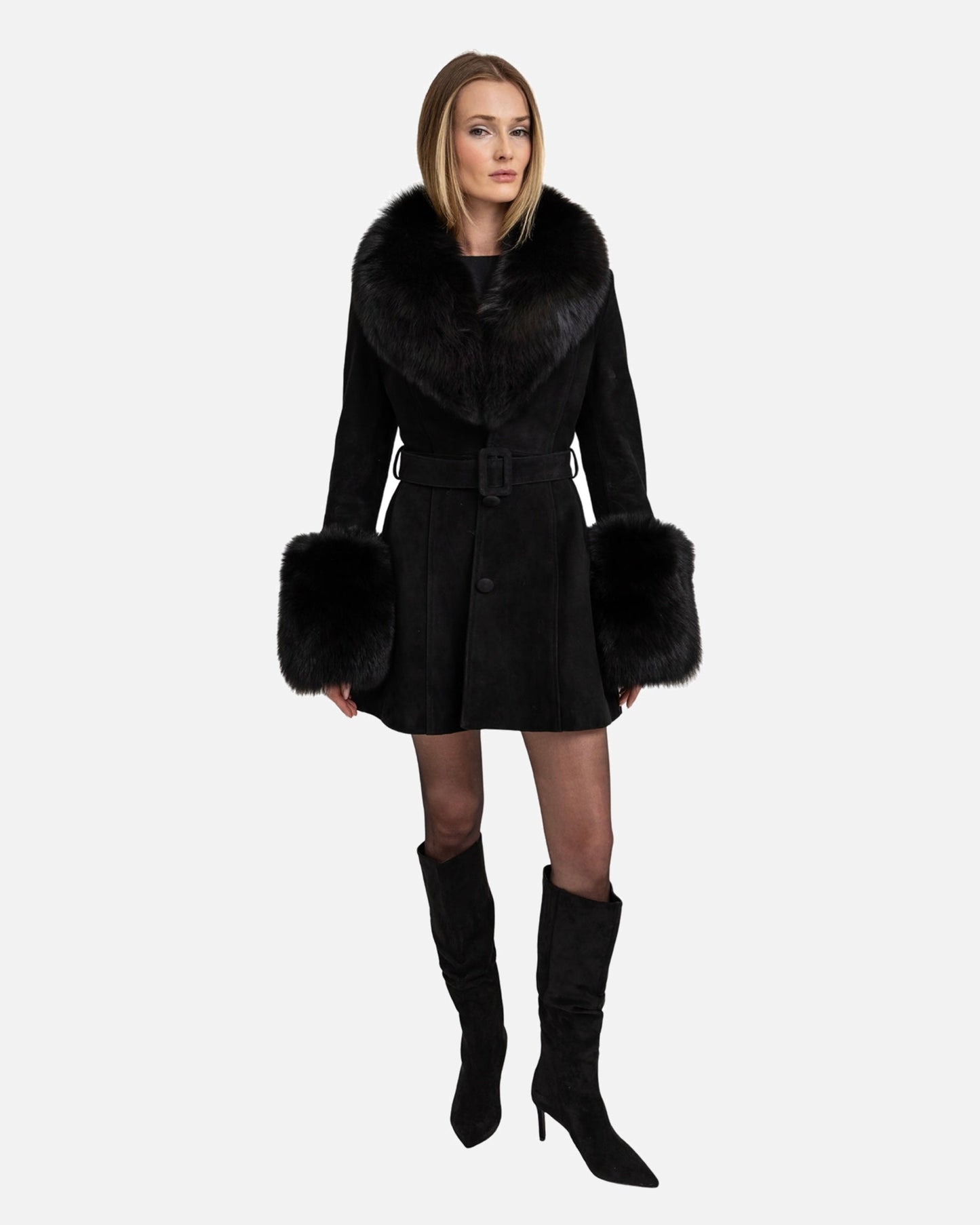 Roxy Shearling Suede Coat