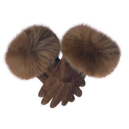 Dawson Shearling Trim Suede Gloves