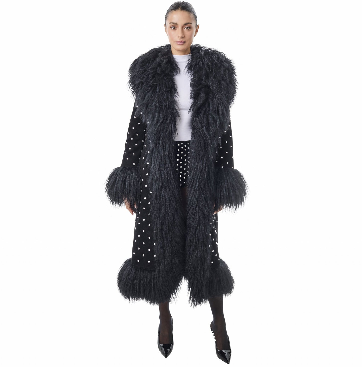 Dorothy Diamanté Suede Maxi Coat