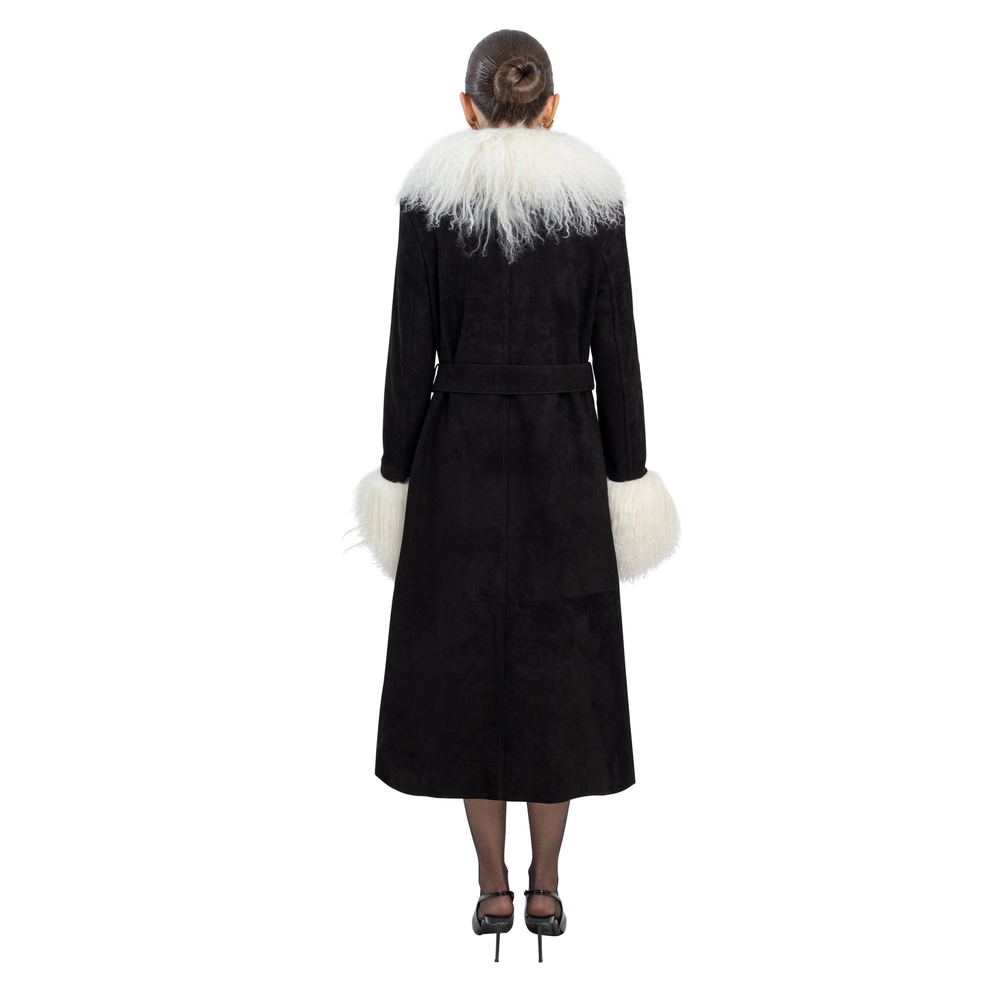 Inez Suede Shearling Maxi Coat