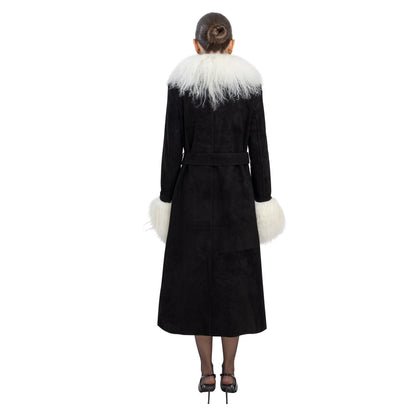 Inez Suede Shearling Maxi Coat