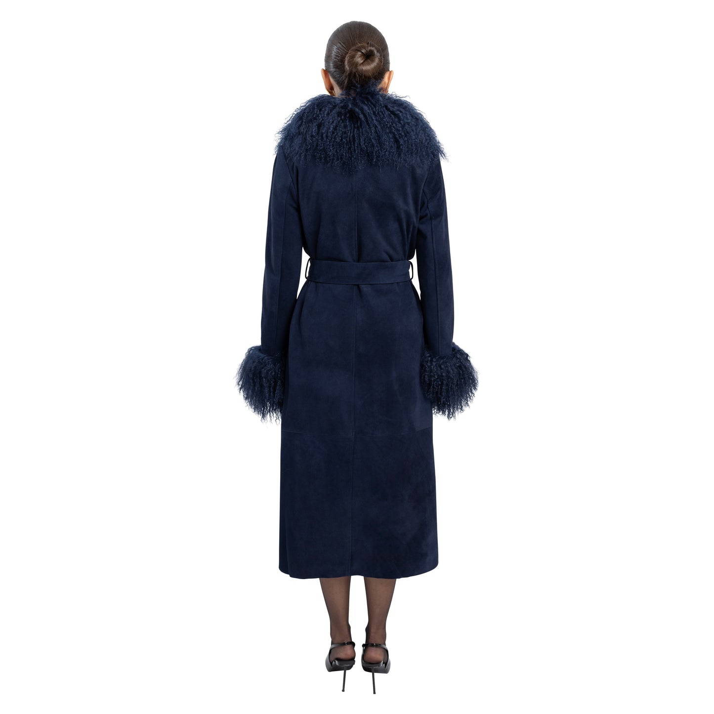 Inez Suede Shearling Maxi Coat
