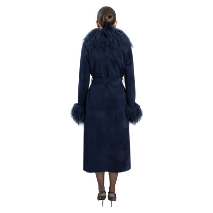 Inez Suede Shearling Maxi Coat