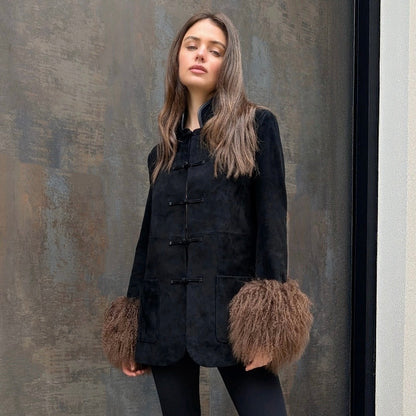 Sylvie Suede Mandarin Jacket