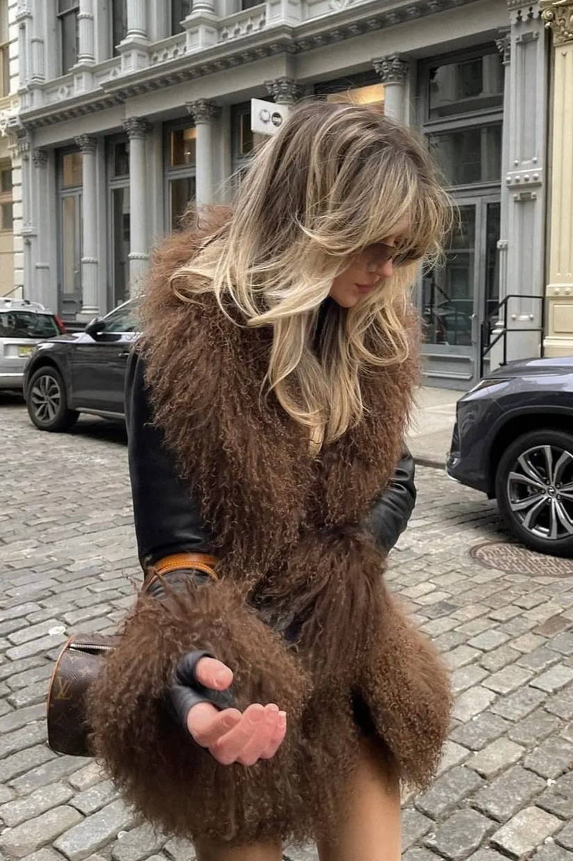 Lexi Mars wearing Dorothy Leather Shearling Coat Short Classic