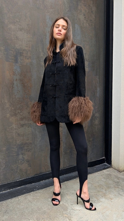 Sylvie Suede Mandarin Jacket