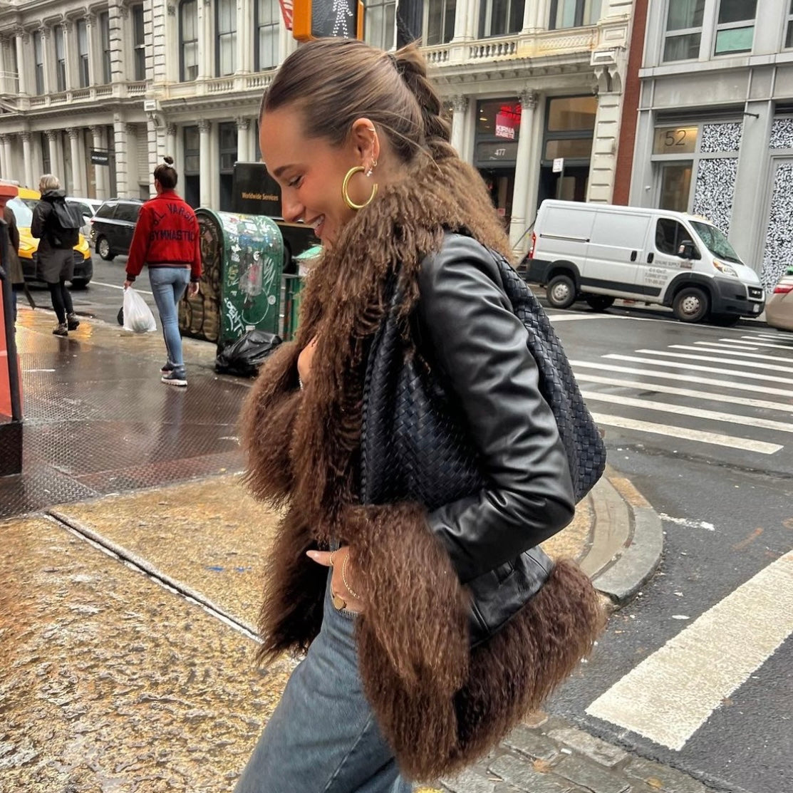 Dorothy Leather Shearling Coat Short Classic